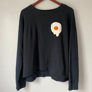 Oversized Black Cropped Egg Sweatshirt